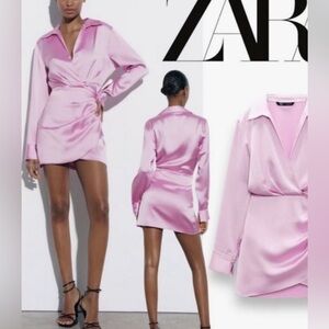 Zara Blush Satin Shirt